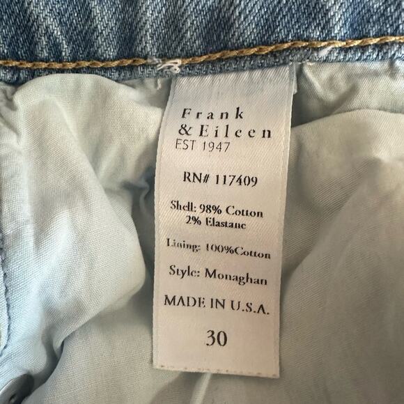 Frank & Eileen Monaghan High Waist Straight Leg Raw Hem Mom Blue Jeans 30 - Picture 9 of 16